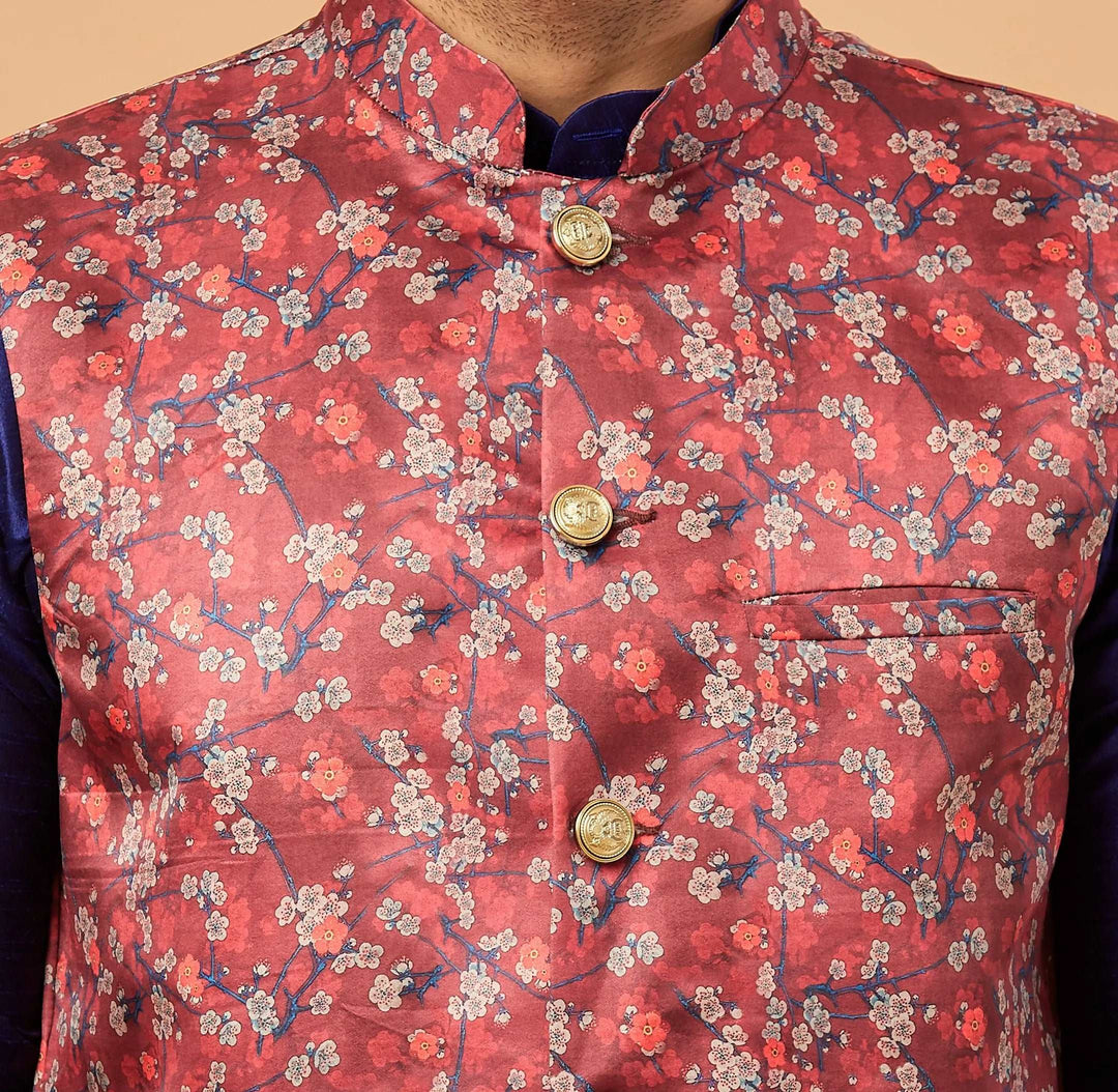 Bold Elegance Redefine Your Style with our Red Nehru Jacket for Men