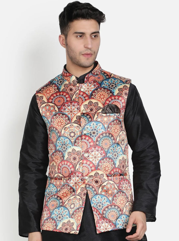 Multi-Colour Flower Print Modi Jacket for Men