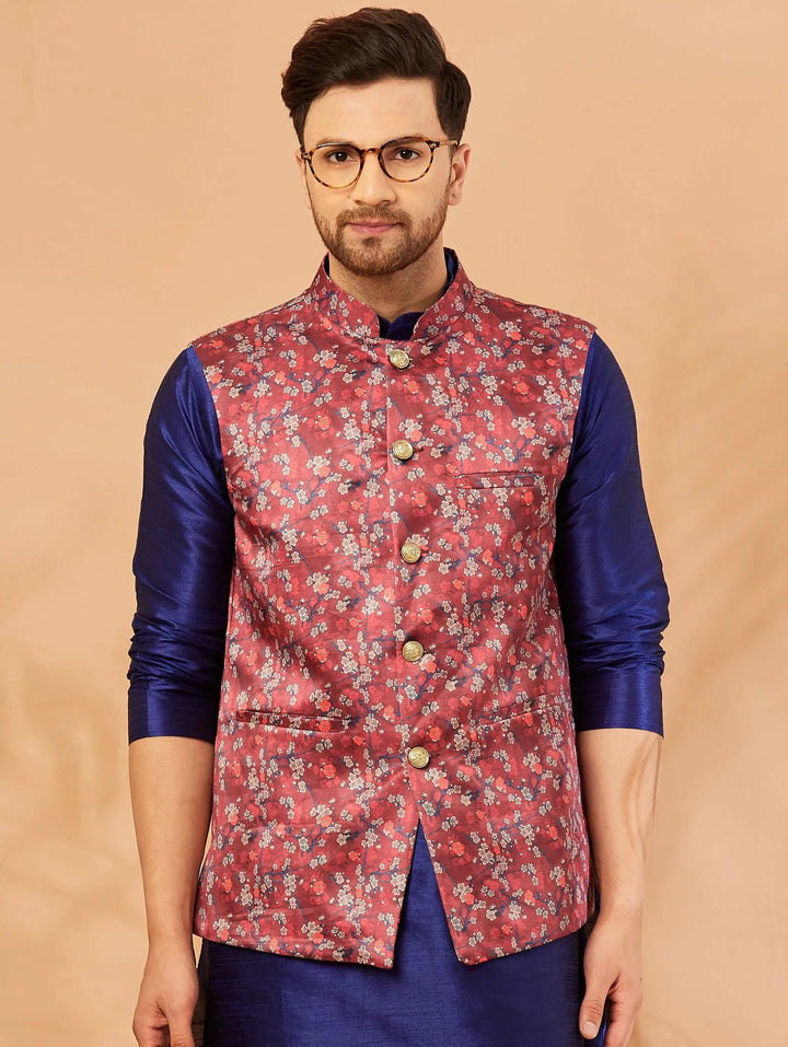 Bold Elegance Redefine Your Style with our Red Nehru Jacket for Men