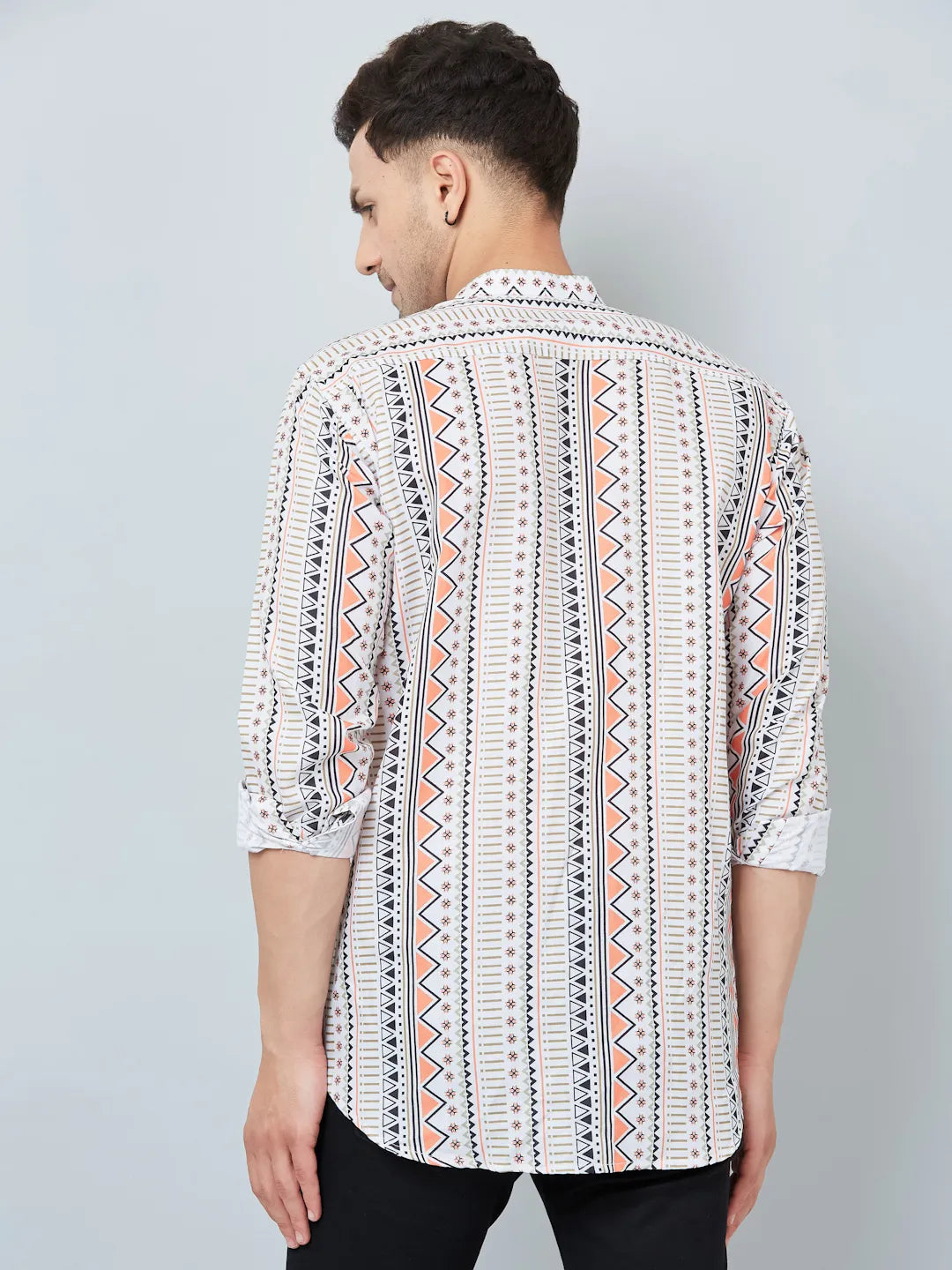 Timeless Sophistication Men's White Printed Short Kurtas for Classic Elegance