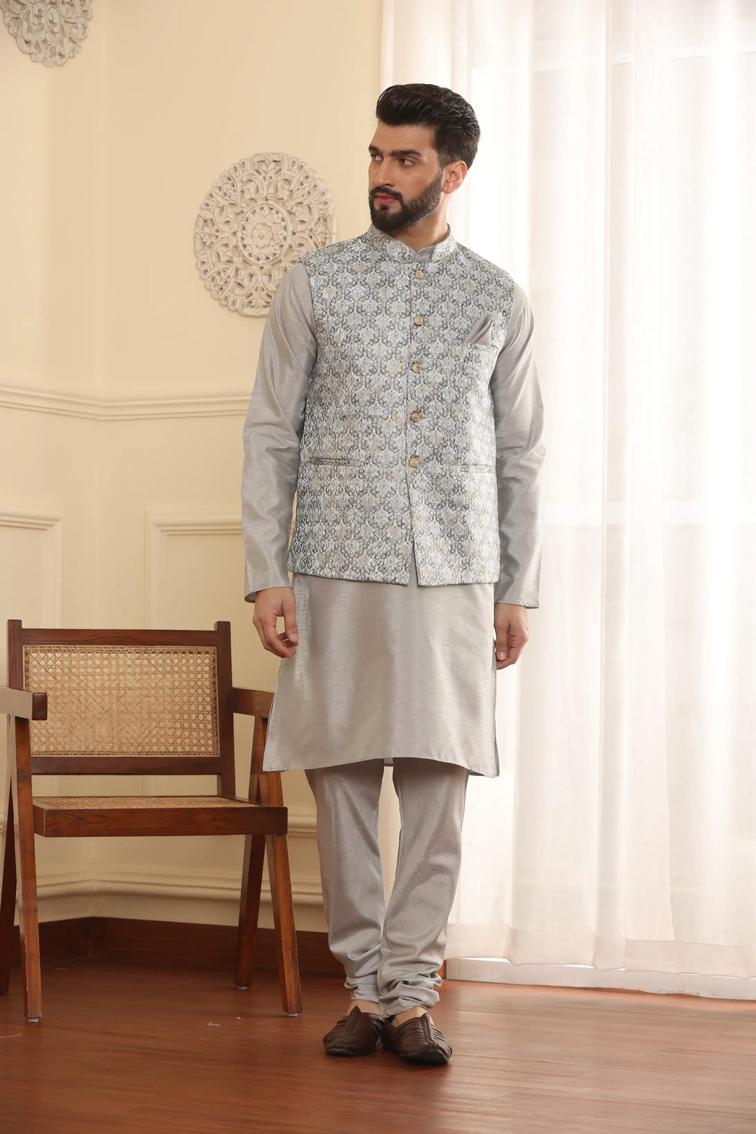 Modi Jacket Kurta and Churidar Pajama Set for Men – Timeless Style for Every Occasion