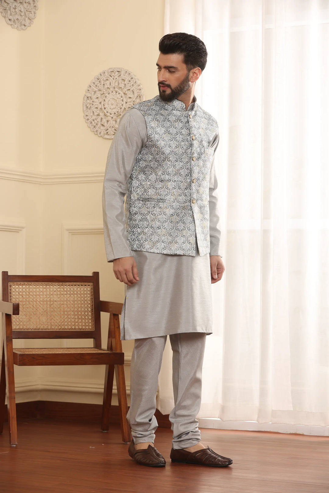 Modi Jacket Kurta and Churidar Pajama Set for Men – Timeless Style for Every Occasion