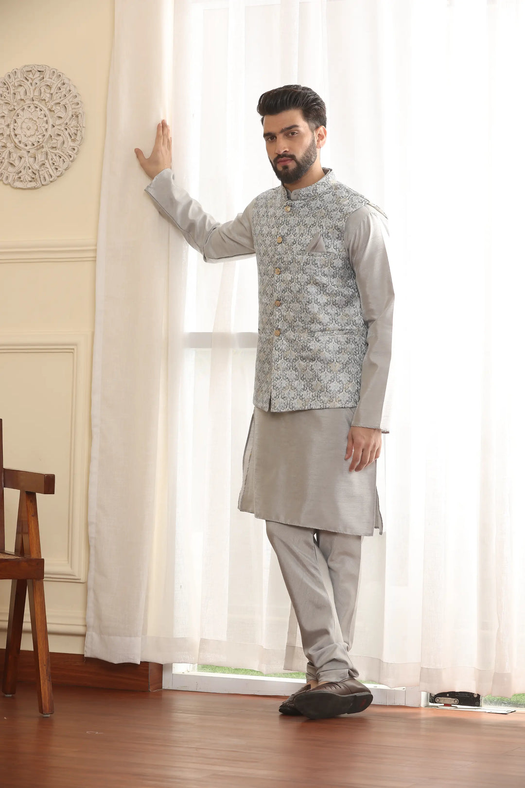 Modi Jacket Kurta and Churidar Pajama Set for Men – Timeless Style for Every Occasion