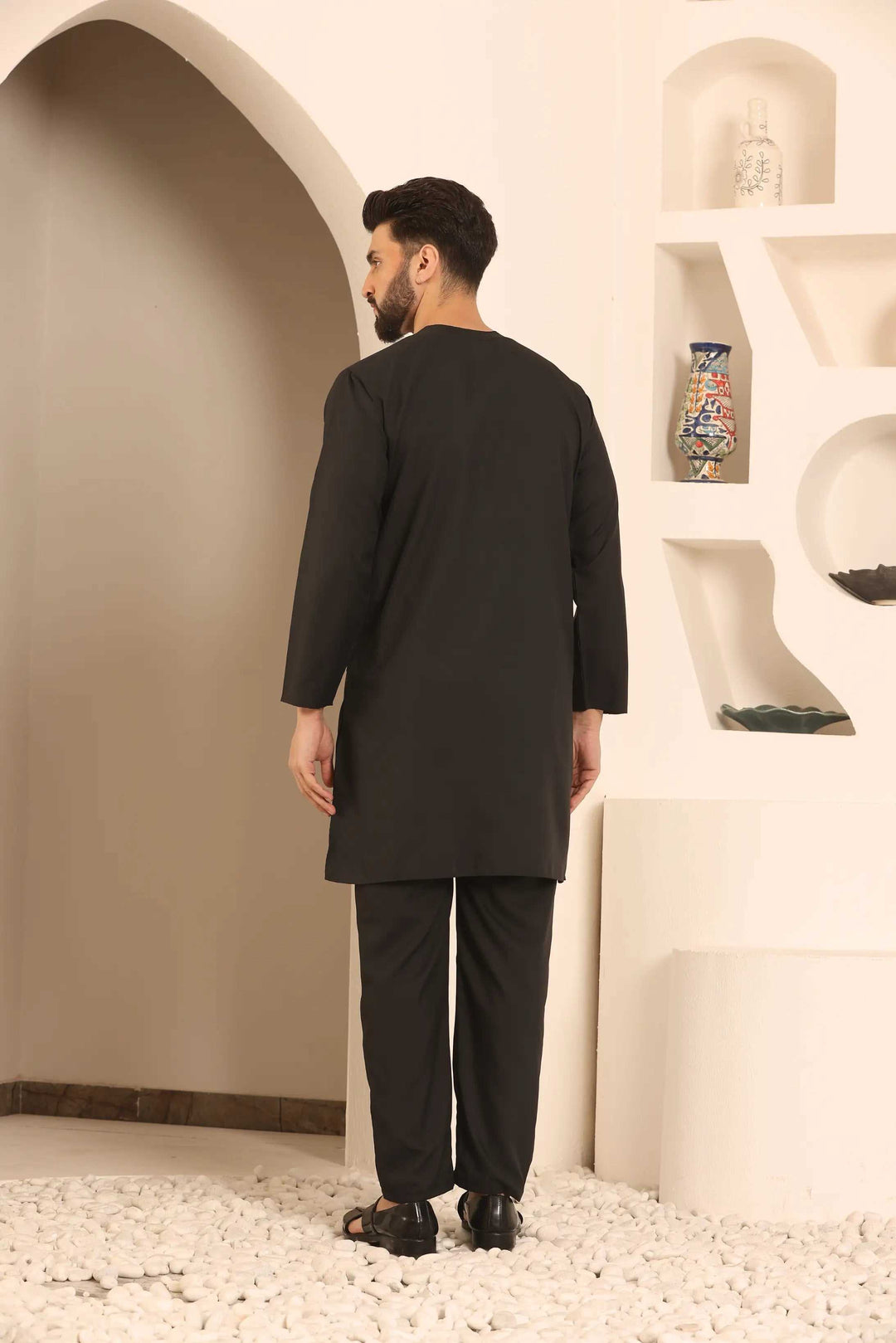 Black Nightwear Kurta Pajama for Men