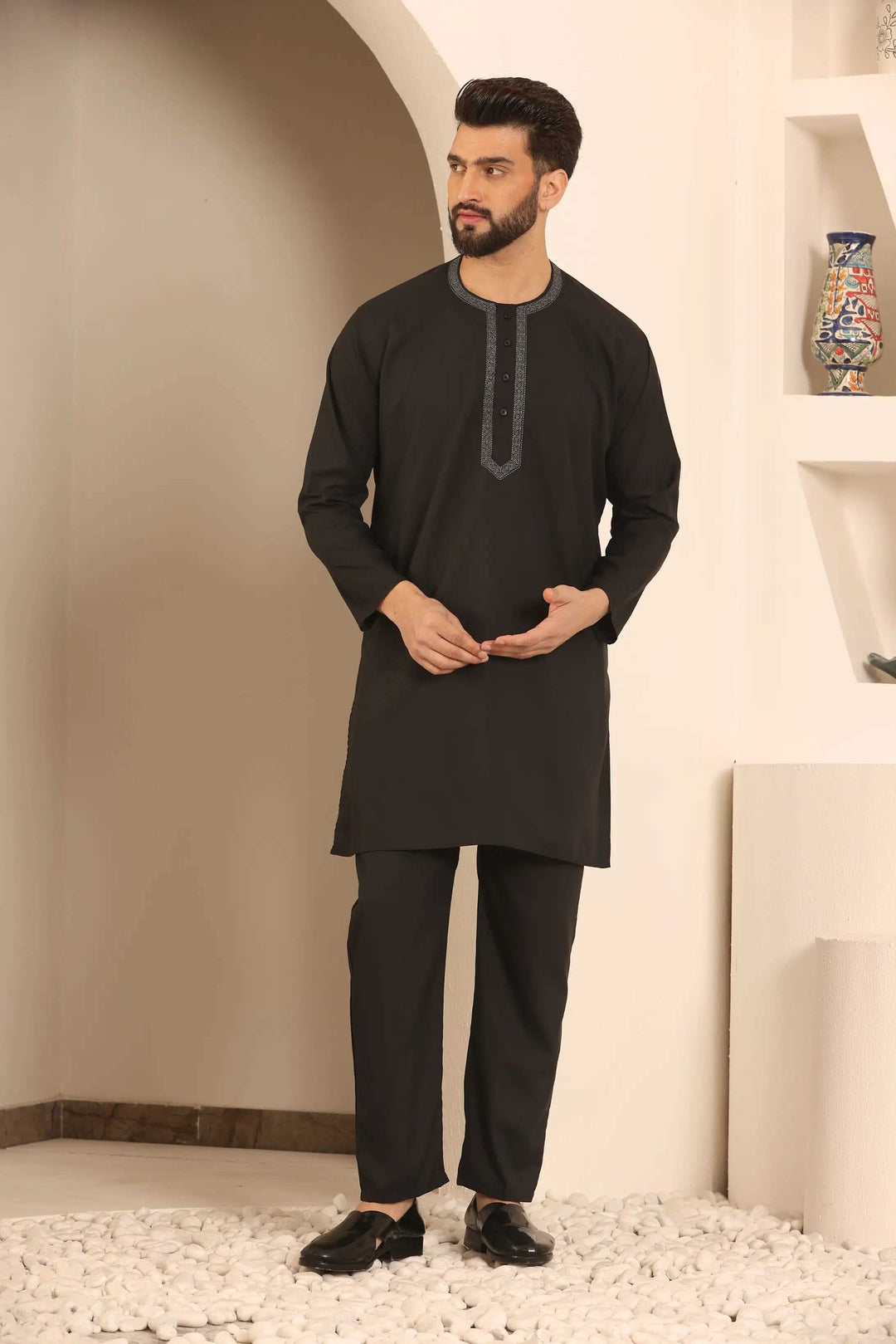 Black Nightwear Kurta Pajama for Men