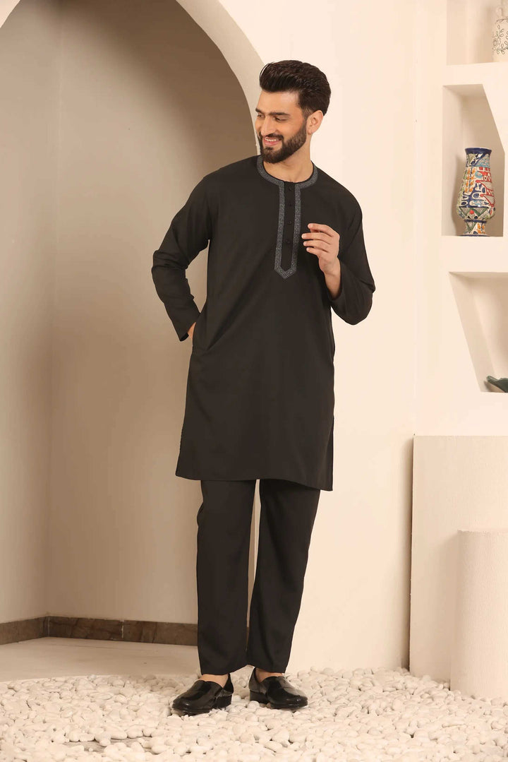 Black Nightwear Kurta Pajama for Men