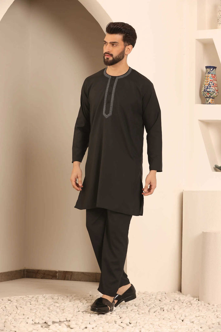 Black Nightwear Kurta Pajama for Men