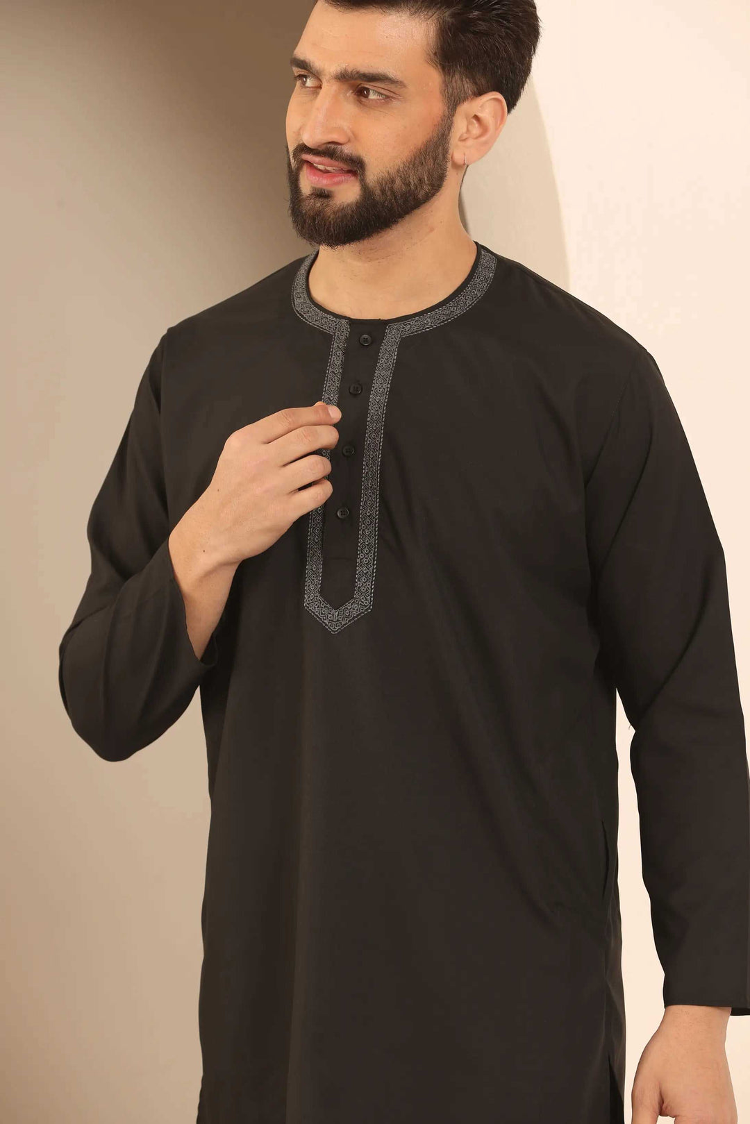 Black Nightwear Kurta Pajama for Men