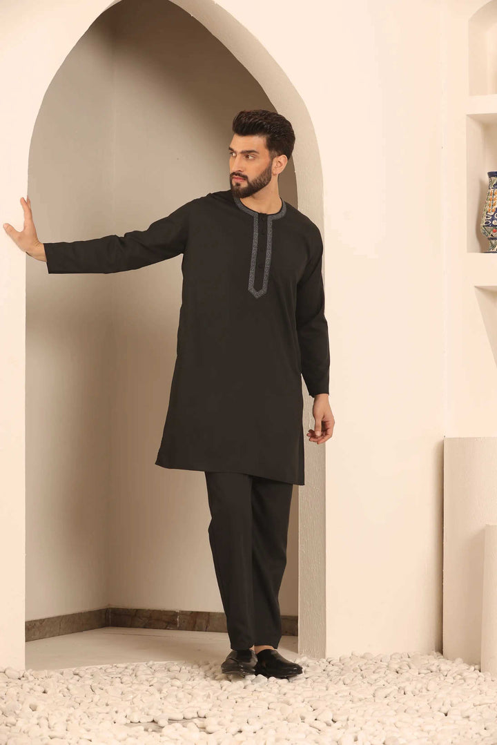 Black Nightwear Kurta Pajama for Men