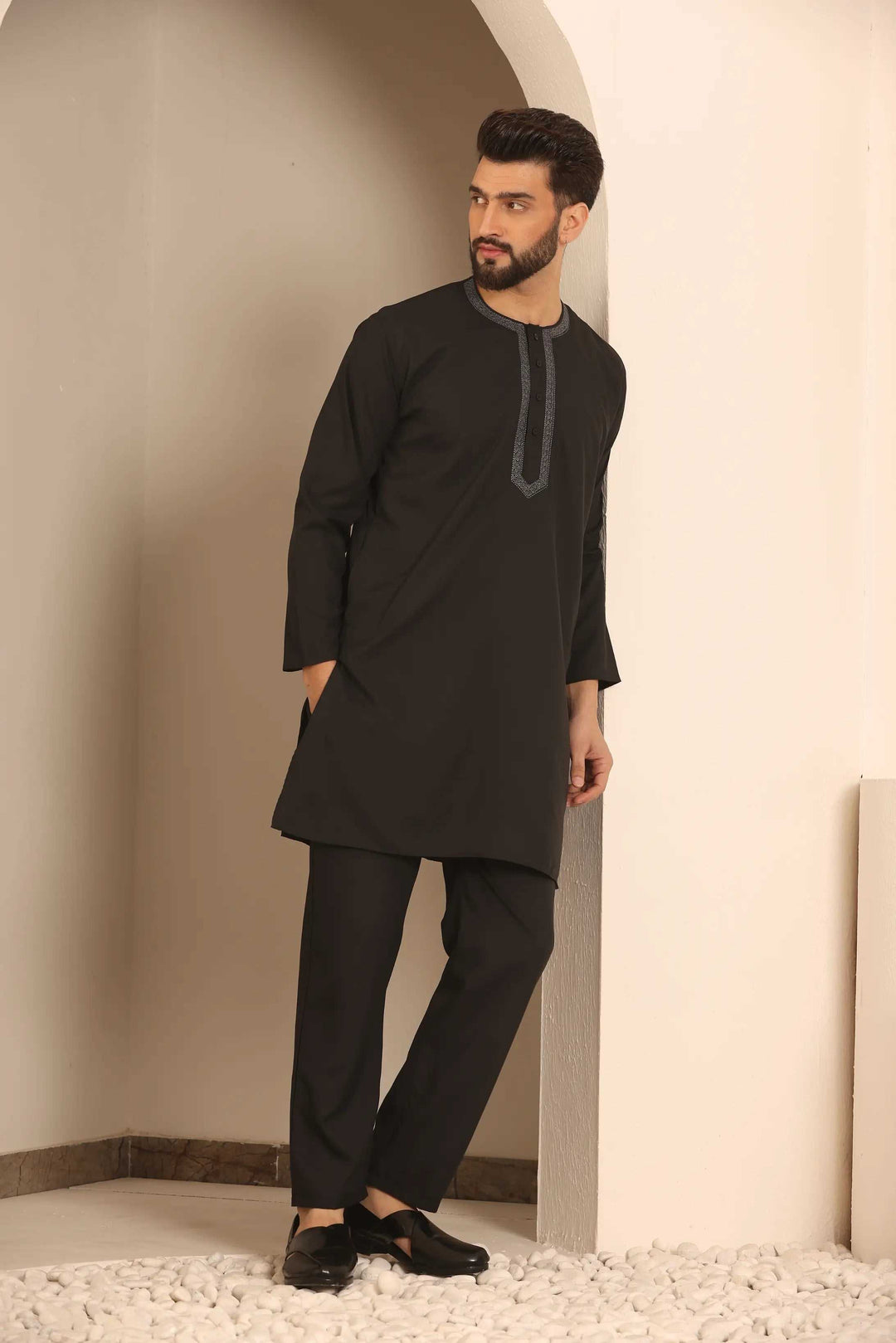 Black Nightwear Kurta Pajama for Men