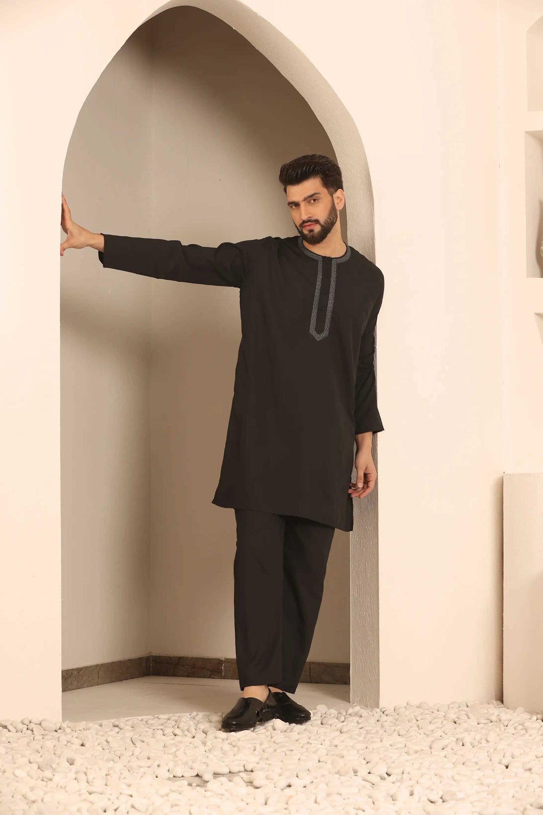 Black Nightwear Kurta Pajama for Men