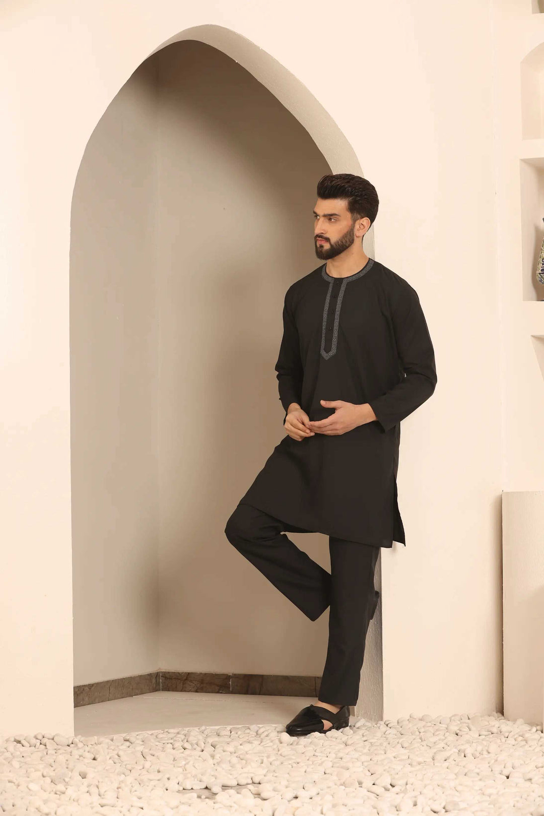 Black Nightwear Kurta Pajama for Men