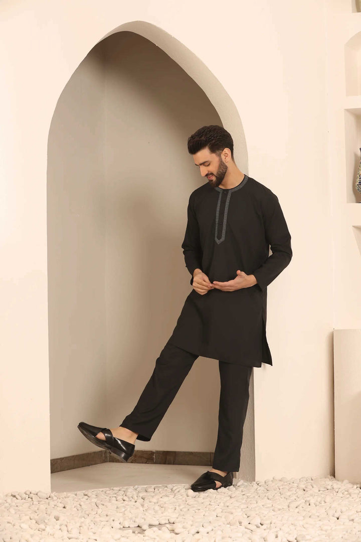 Black Nightwear Kurta Pajama for Men