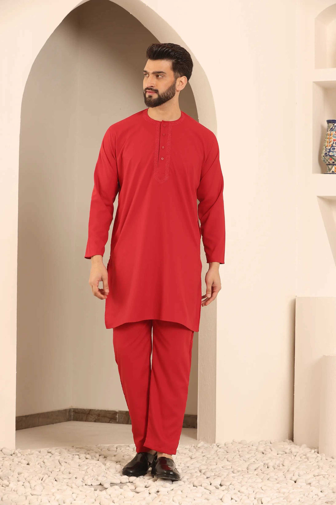 Dapper in Red Discover the Allure of Our Men's Nightwear Kurta Pajama