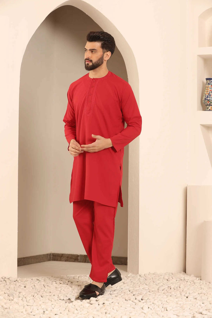 Dapper in Red Discover the Allure of Our Men's Nightwear Kurta Pajama