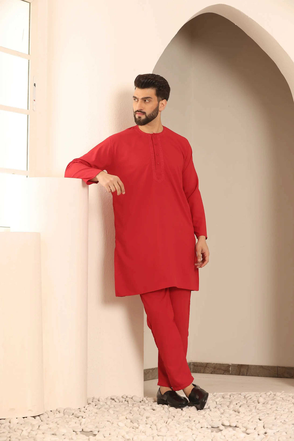 Dapper in Red Discover the Allure of Our Men's Nightwear Kurta Pajama