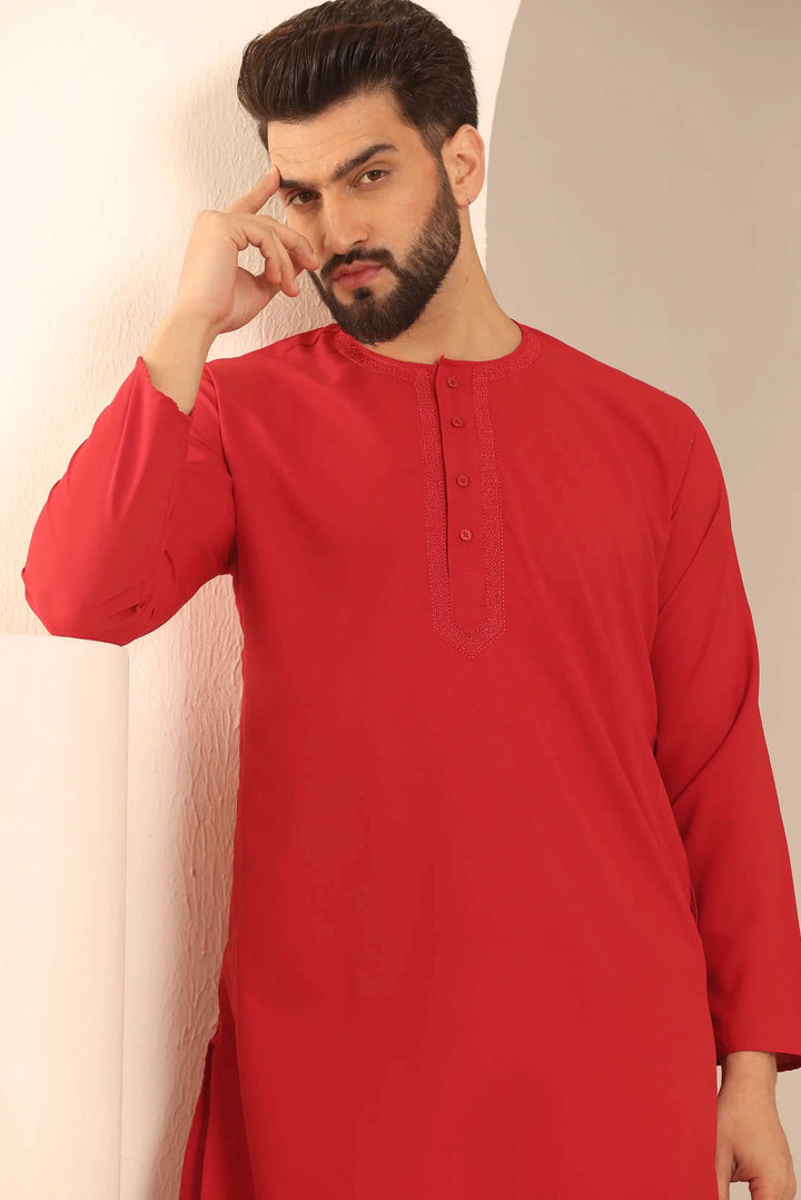 Dapper in Red Discover the Allure of Our Men's Nightwear Kurta Pajama