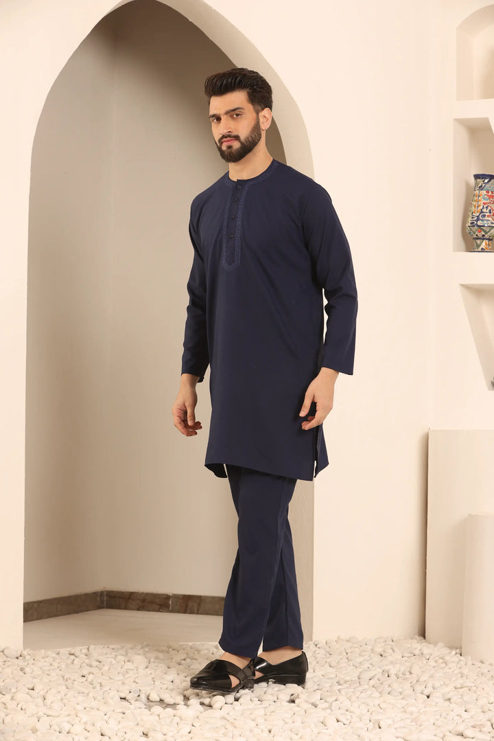 Timeless Elegance Embrace the Night in Our Stylish Navy Blue Nightwear Kurta Pajama Collection for Men