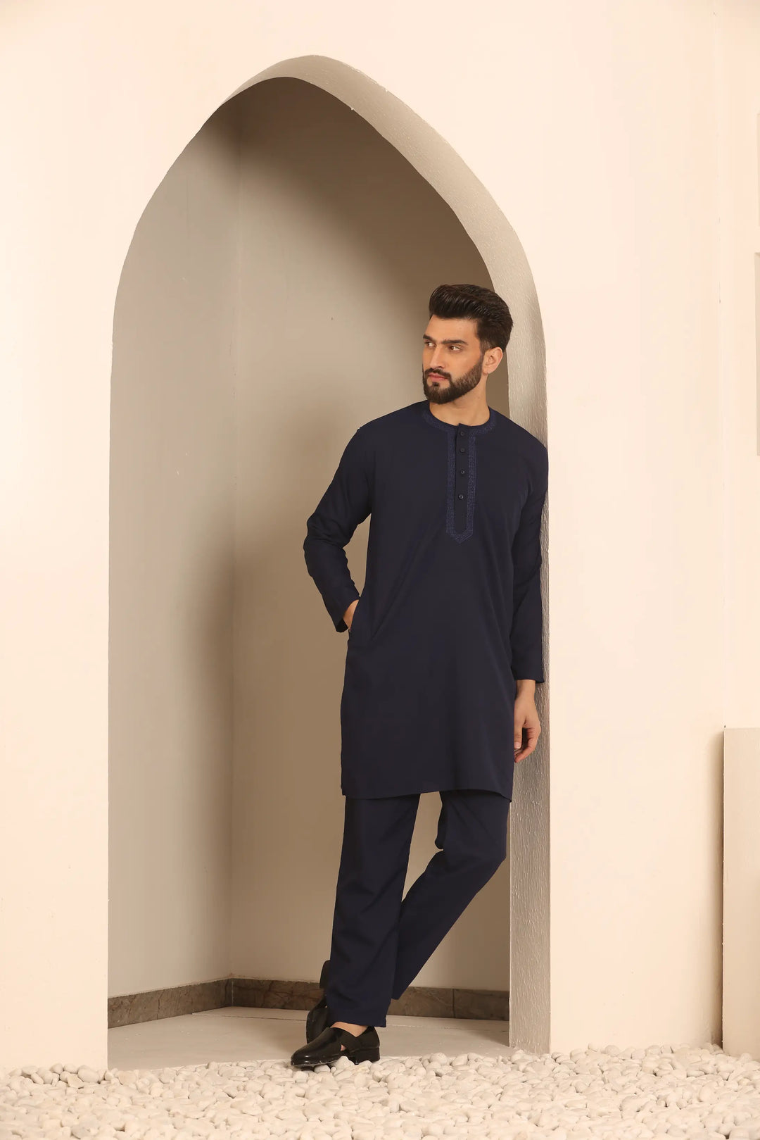 Timeless Elegance Embrace the Night in Our Stylish Navy Blue Nightwear Kurta Pajama Collection for Men