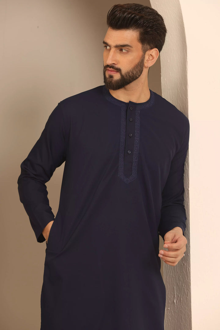 Timeless Elegance Embrace the Night in Our Stylish Navy Blue Nightwear Kurta Pajama Collection for Men