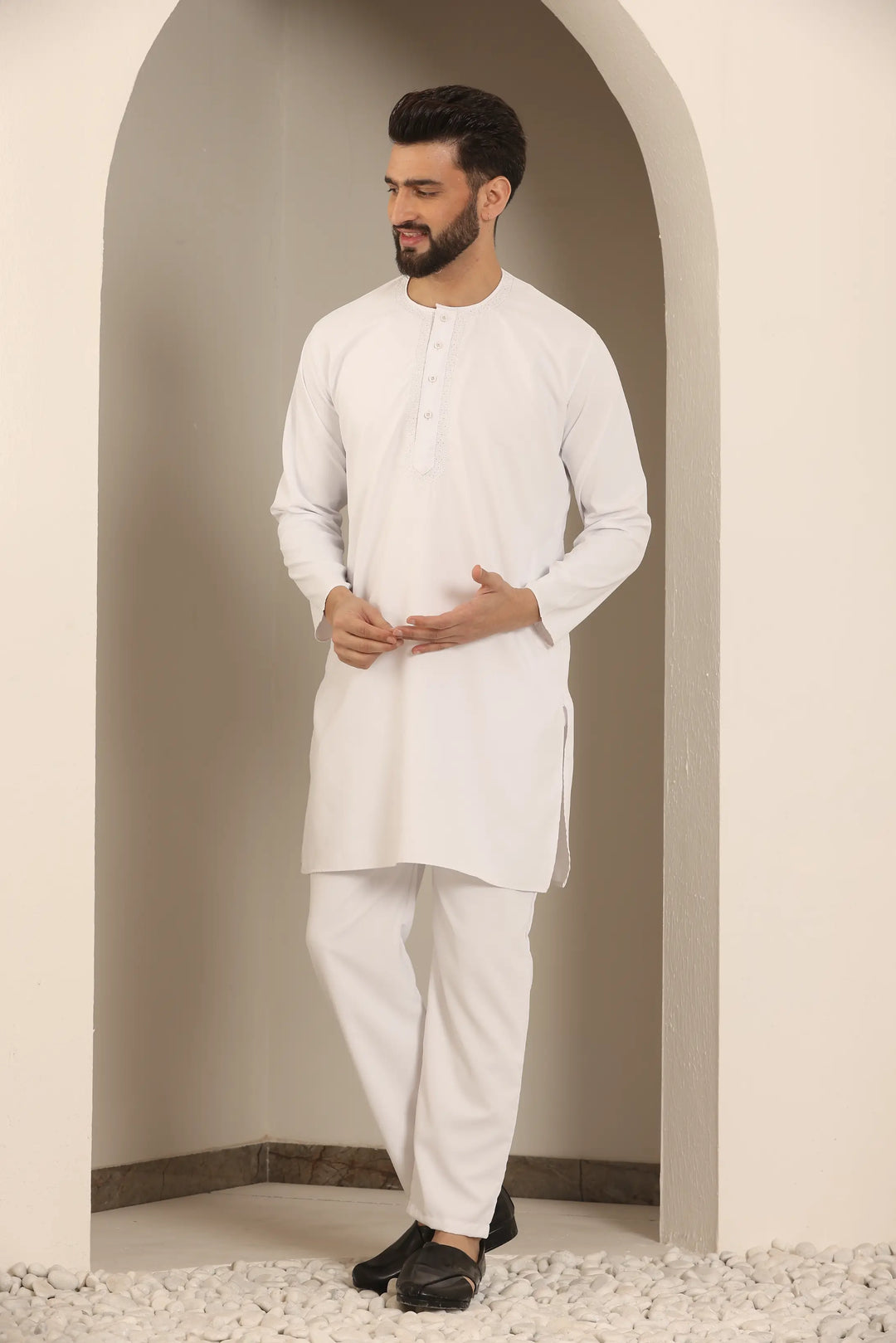 Men's White Nightwear Kurta Pajama Collection