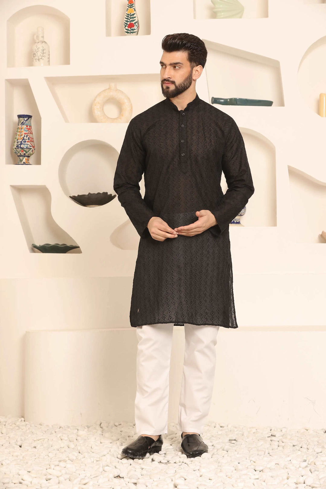 Black Chikankari Kurta & Pyjama Set