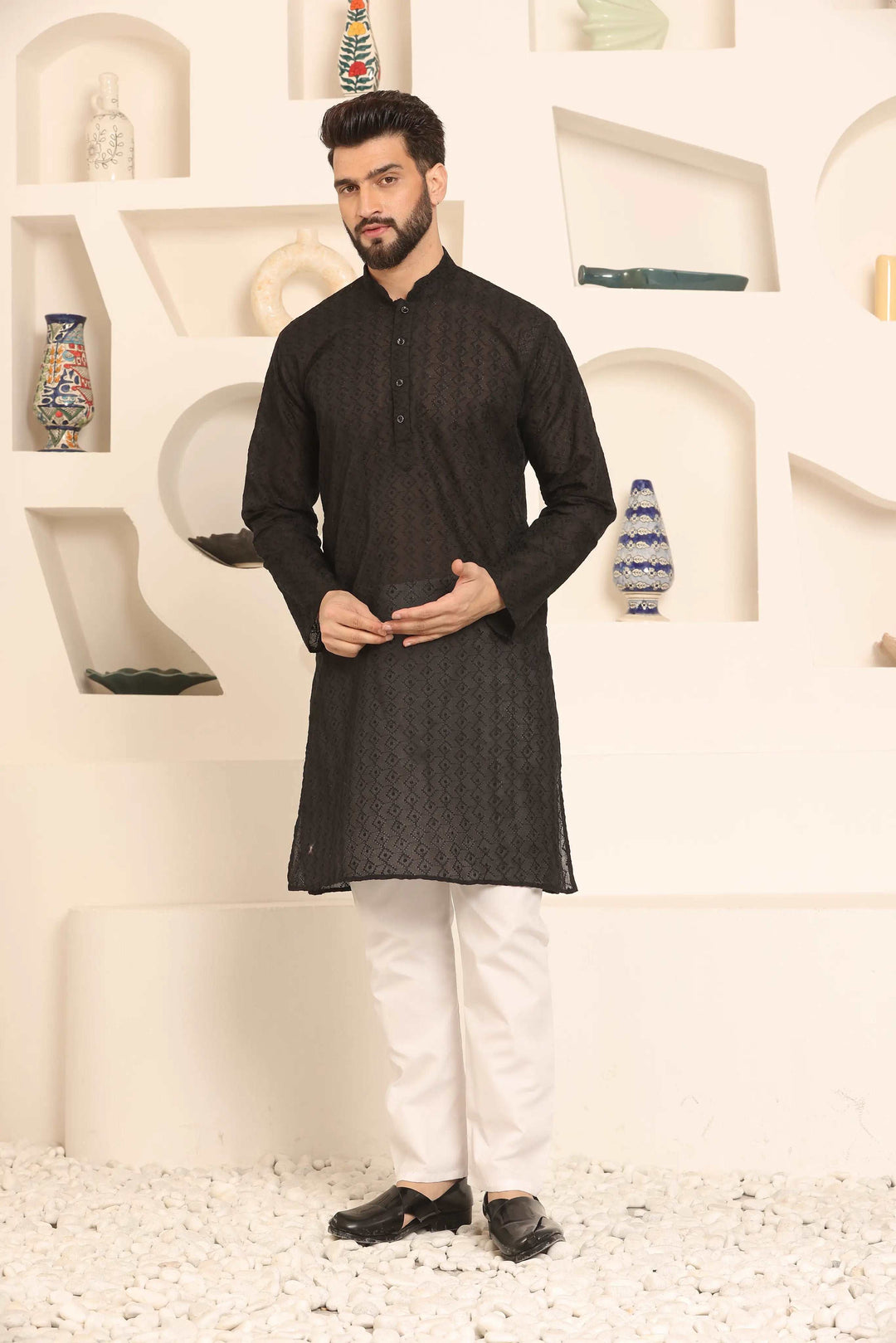 Black Chikankari Kurta & Pyjama Set