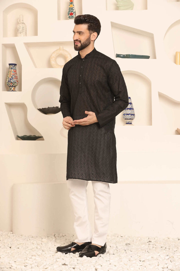 Black Chikankari Kurta & Pyjama Set