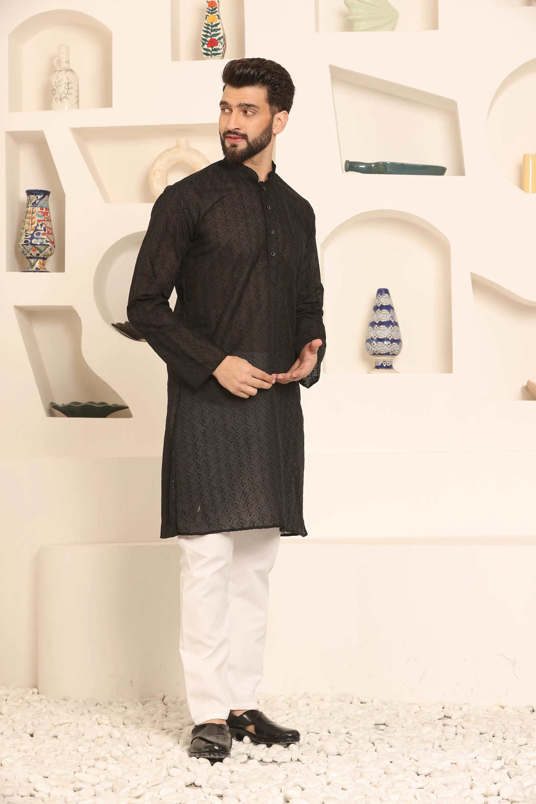 Black Chikankari Kurta & Pyjama Set