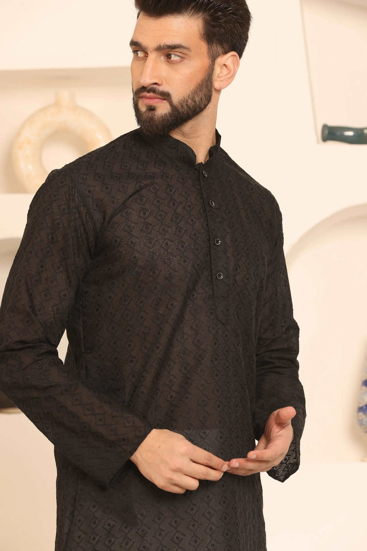 Black Chikankari Kurta & Pyjama Set