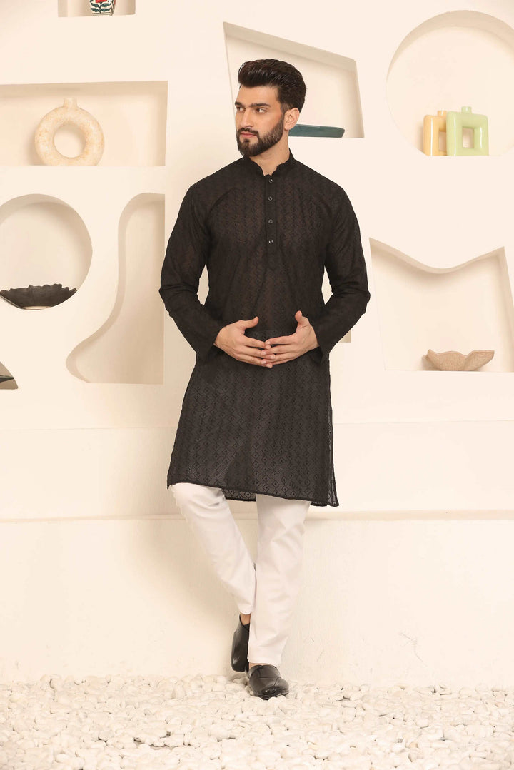 Black Chikankari Kurta & Pyjama Set