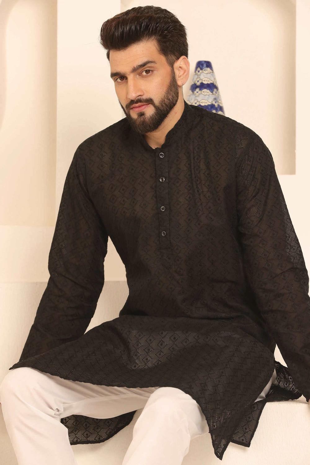 Black Chikankari Kurta & Pyjama Set