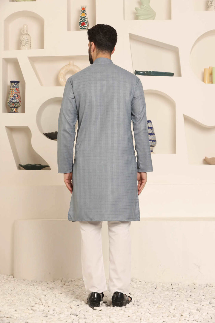 Grey Elegance Self-Design Men's Kurta Pyjama Set