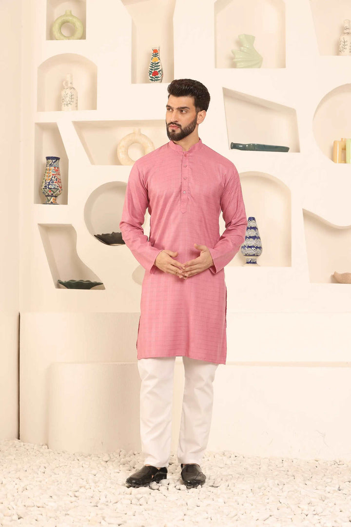 Majestic Magenta Self-Design Men's Kurta Pyjama Set