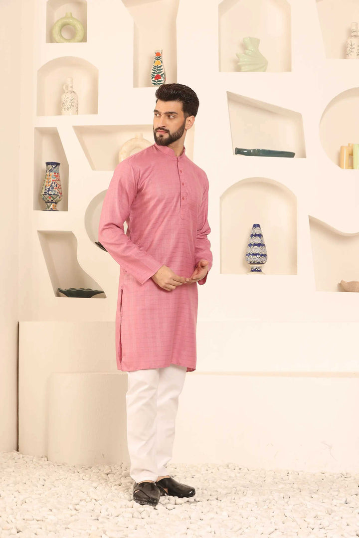 Majestic Magenta Self-Design Men's Kurta Pyjama Set