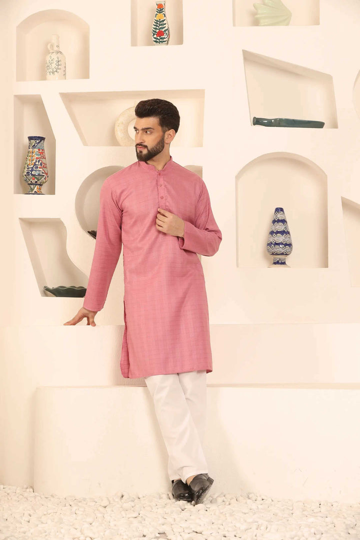 Majestic Magenta Self-Design Men's Kurta Pyjama Set