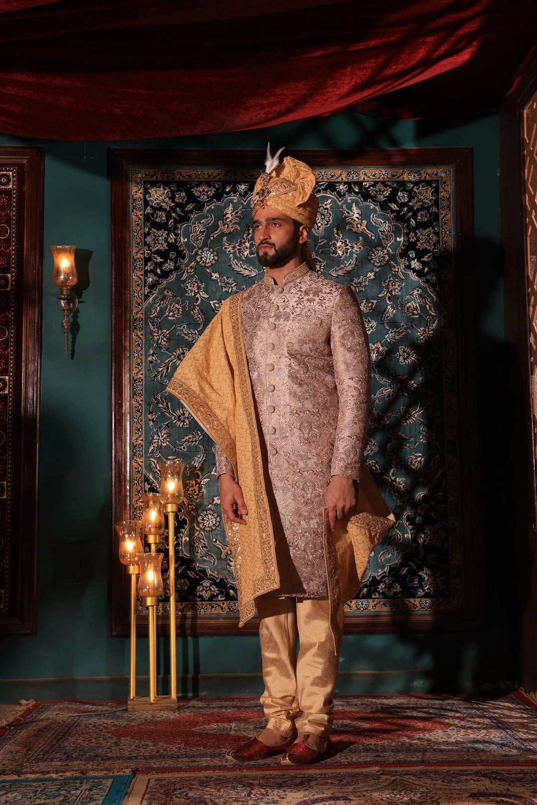 Rust Pink Wedding Sherwani