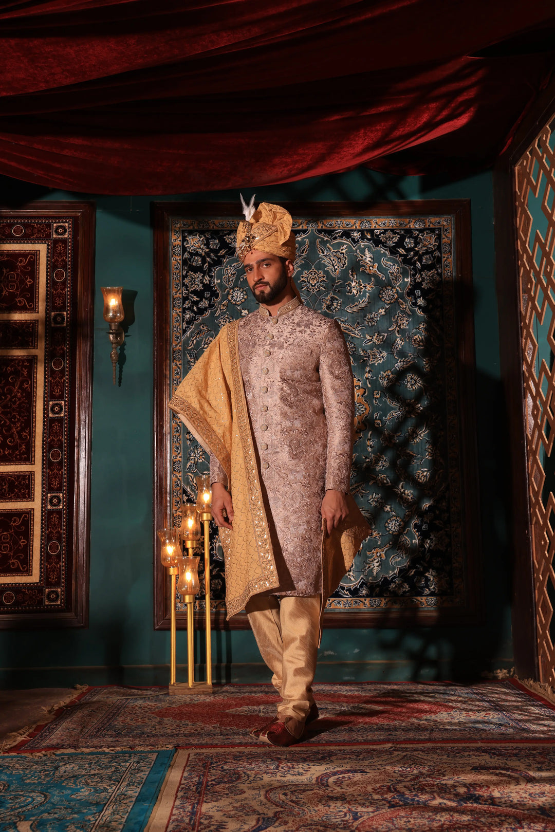 Rust Pink Wedding Sherwani