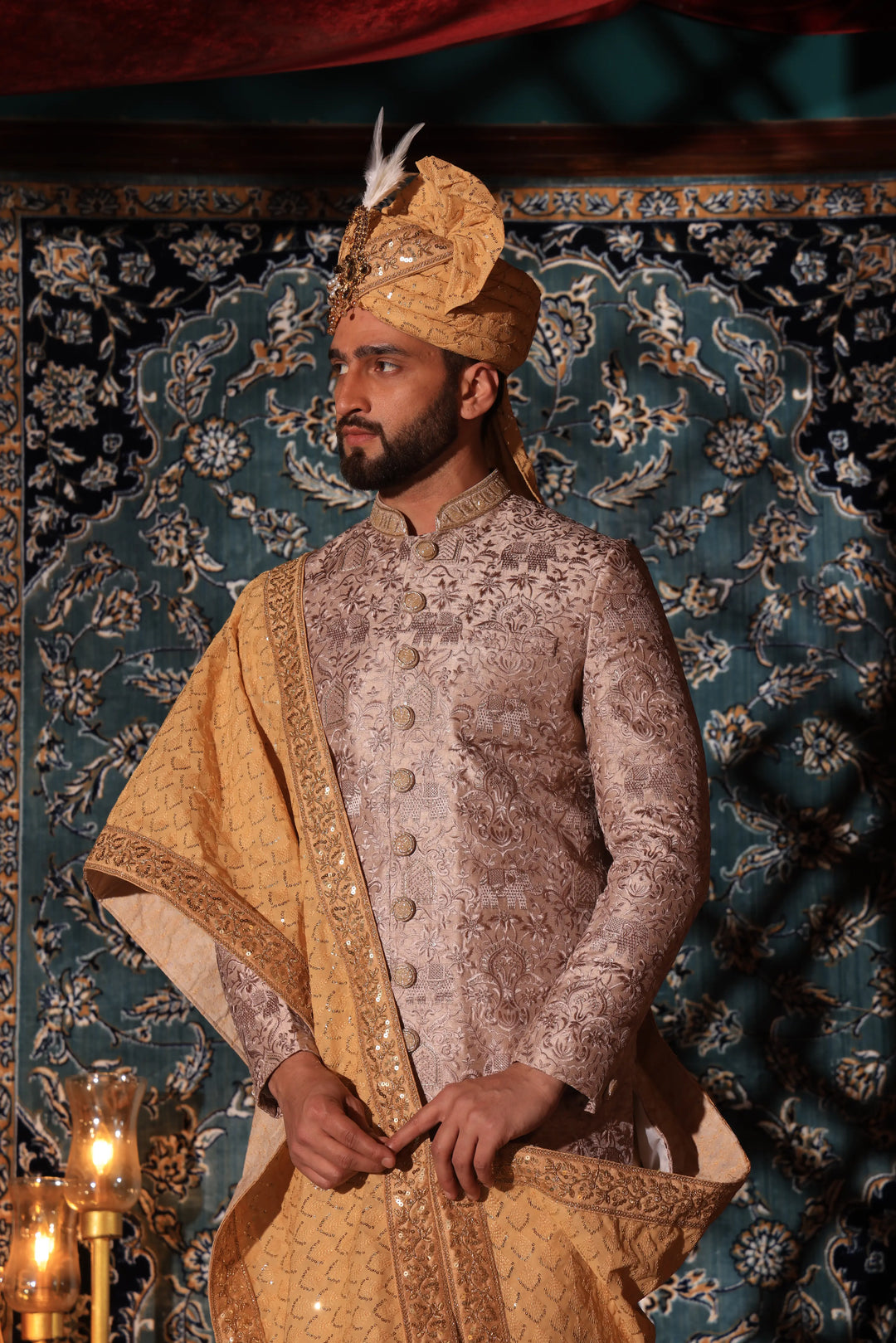 Rust Pink Wedding Sherwani