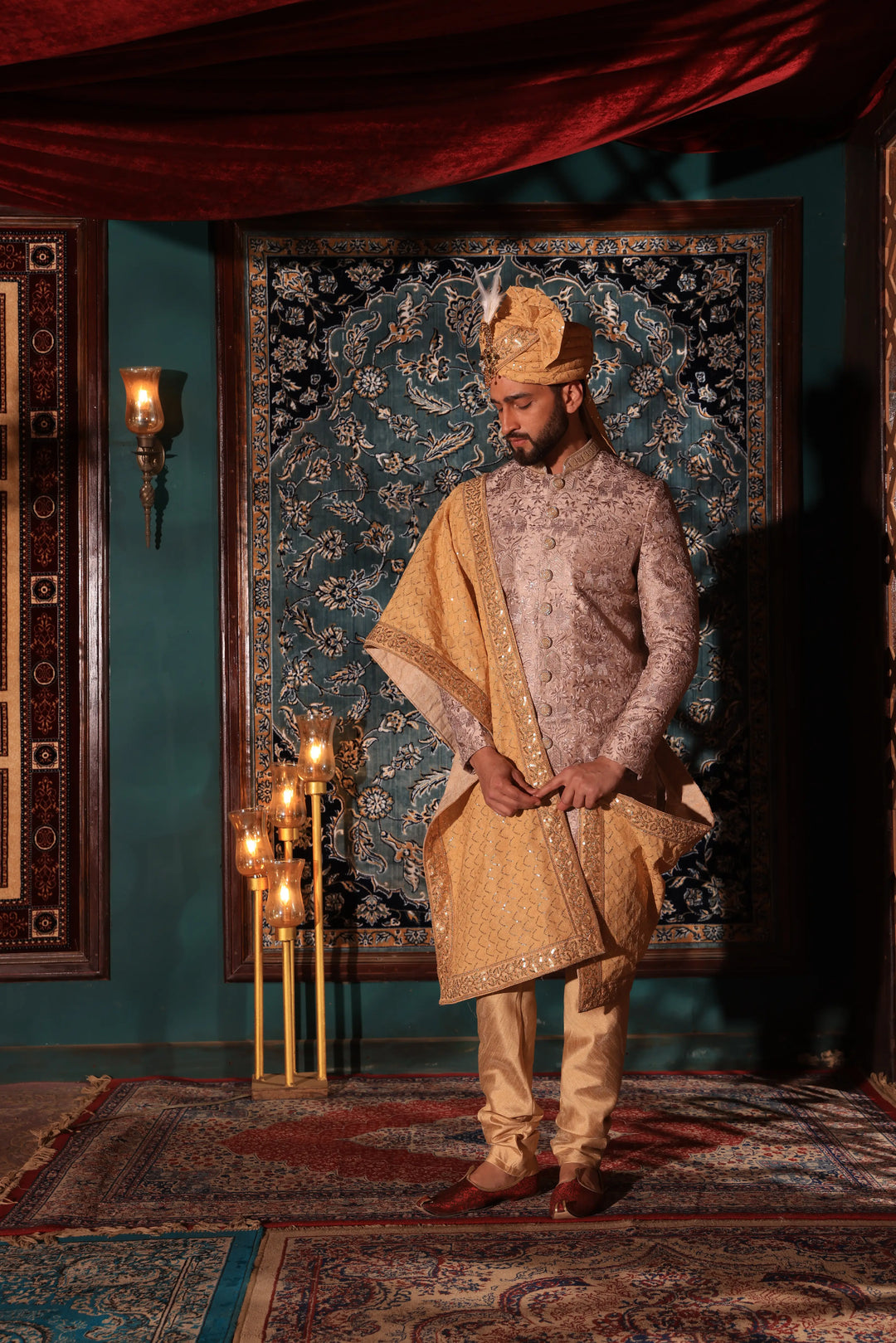 Rust Pink Wedding Sherwani