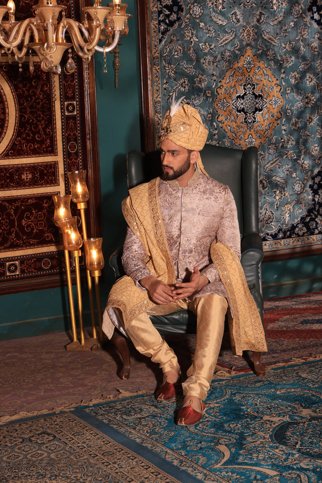 Rust Pink Wedding Sherwani