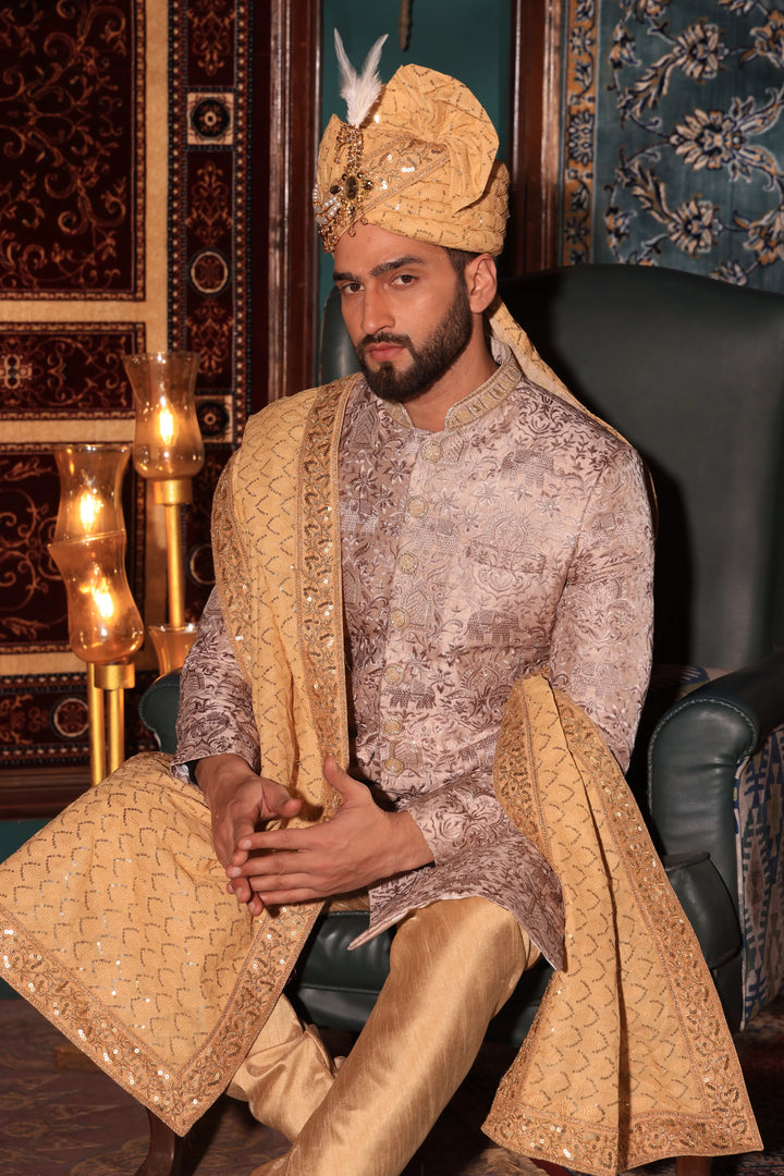 Rust Pink Wedding Sherwani