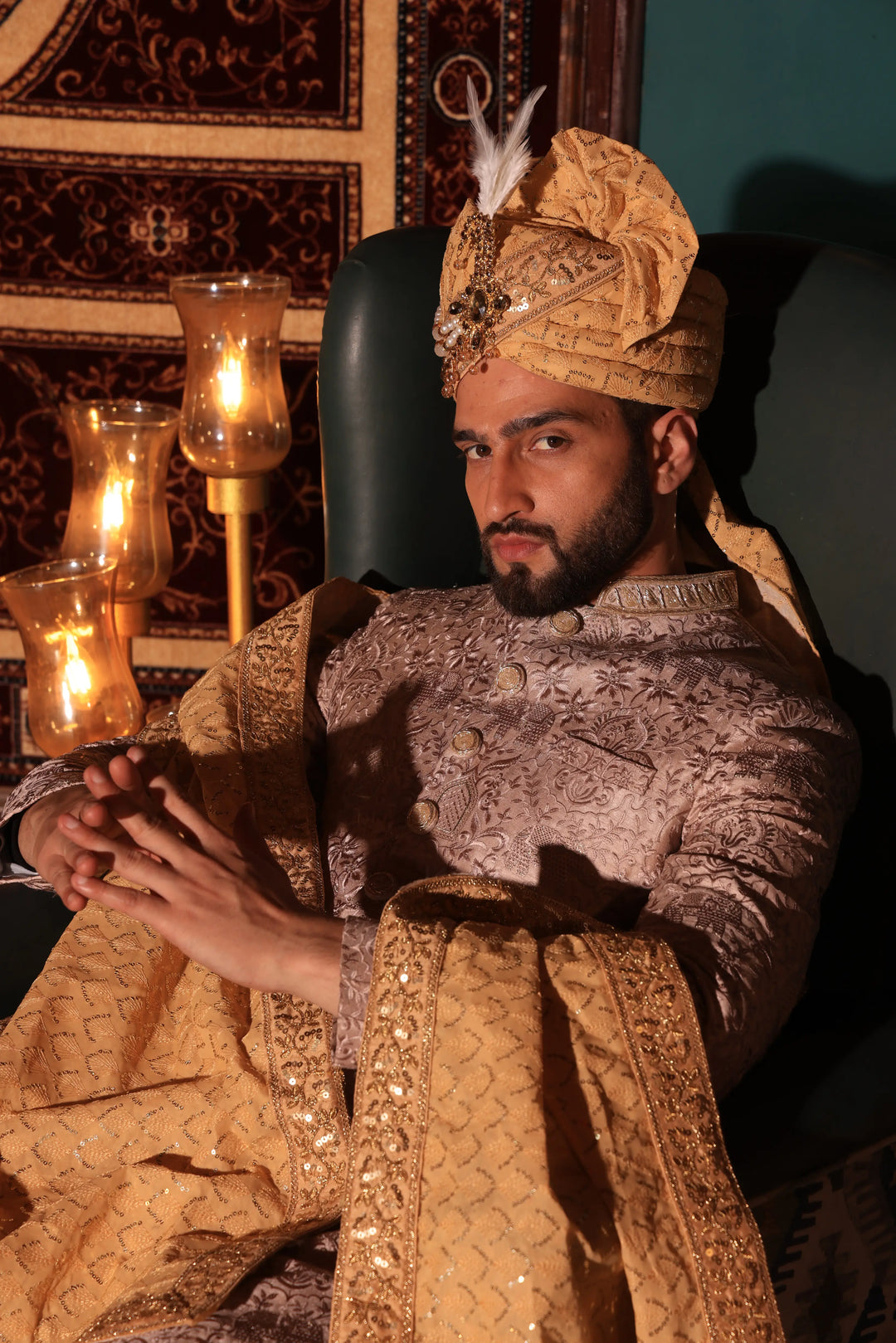 Rust Pink Wedding Sherwani