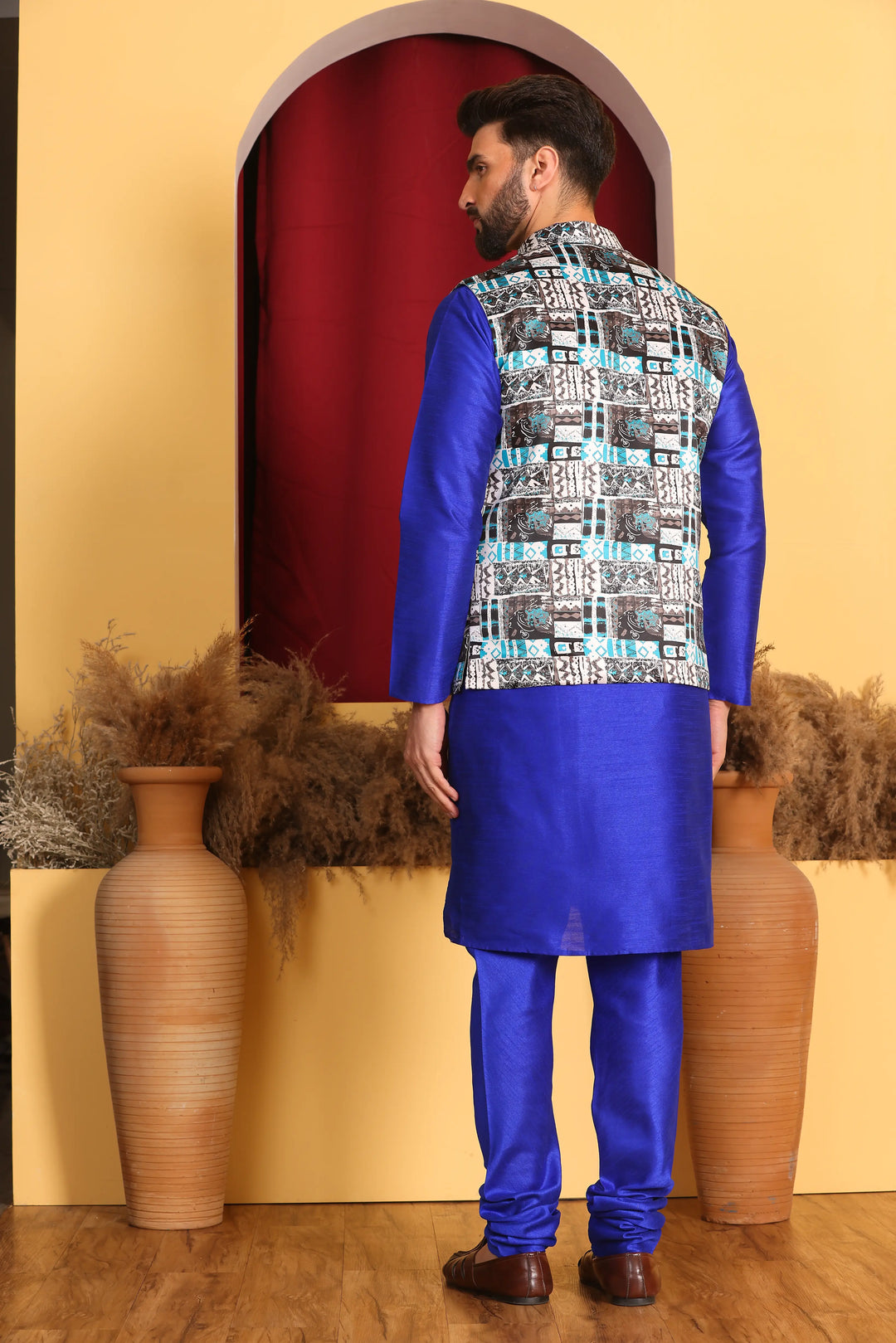 Royal Blue Nehru Jacket and Kurta Ensemble Timeless Elegance for Men