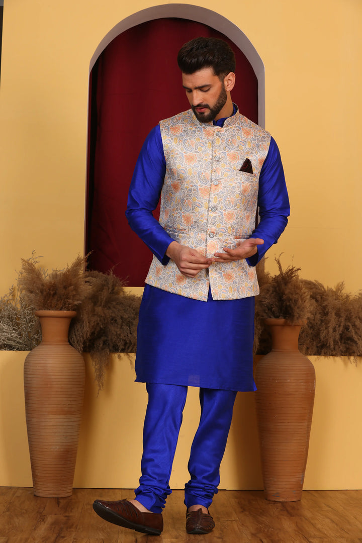 Royal Blue Modi Jacket & Kurta Set: Elevate Your Ethnic Style