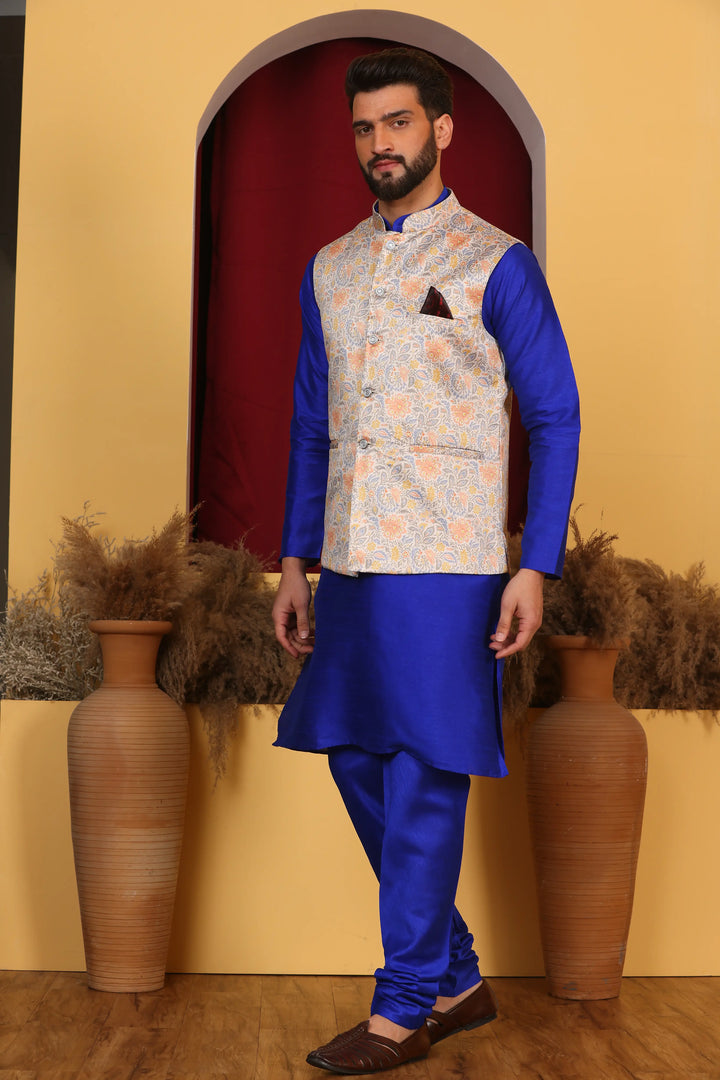 Royal Blue Modi Jacket & Kurta Set: Elevate Your Ethnic Style