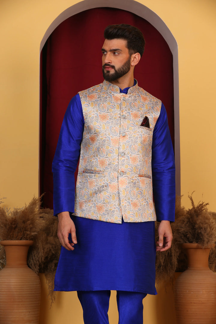 Royal Blue Modi Jacket & Kurta Set: Elevate Your Ethnic Style