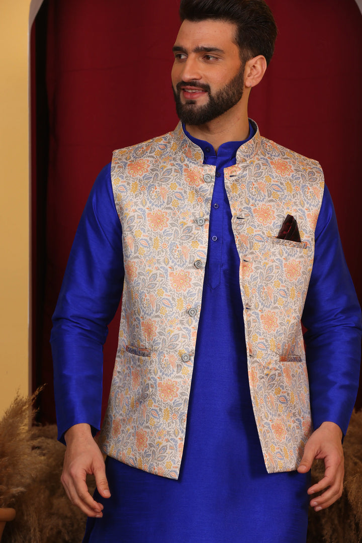 Royal Blue Modi Jacket & Kurta Set: Elevate Your Ethnic Style