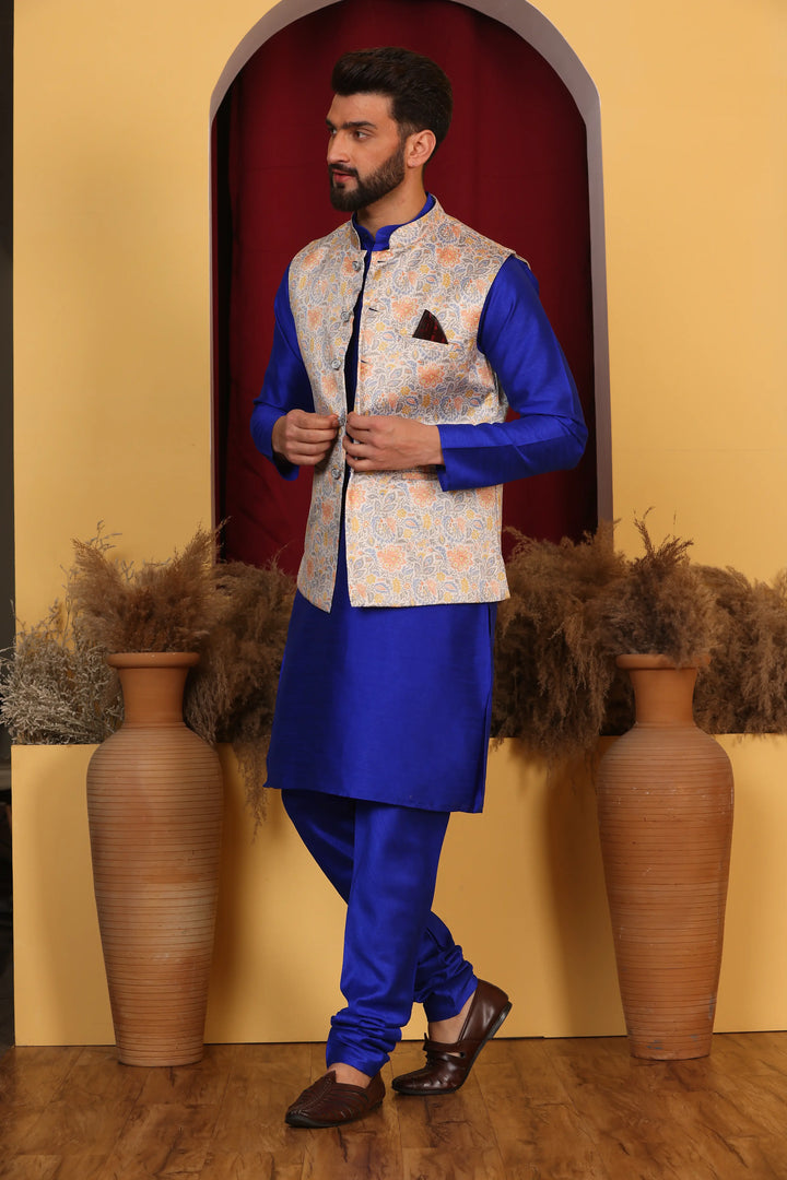 Royal Blue Modi Jacket & Kurta Set: Elevate Your Ethnic Style