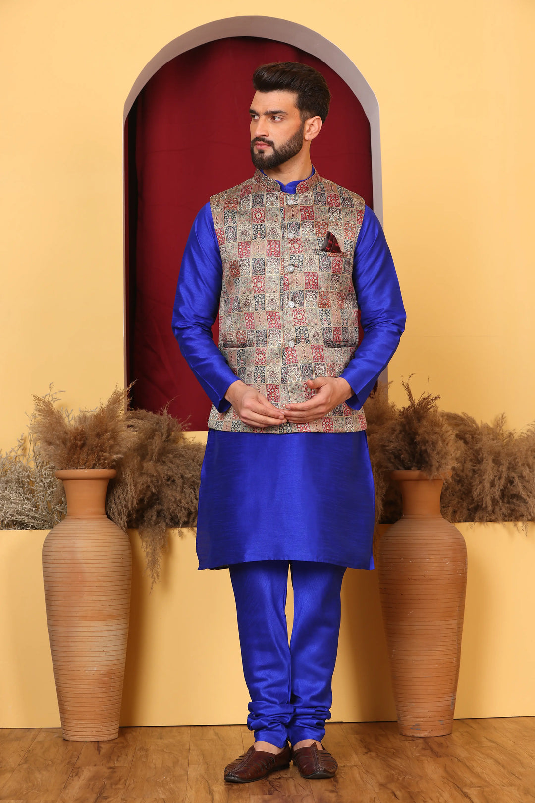 Royal Blue Nehru Jacket & Kurta: Classic Elegance for Men